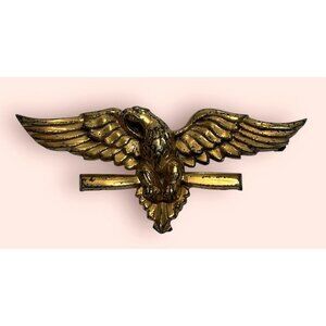 MONOCRAFT WWII AMERICAN EAGLE SWEETHEART PATRIOTIC PIN Gold Tone Brooch